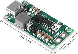 CN3303 4A 3S Type C 11.1V Step-Up Boost LiPo Polymer Li-ion Charger 12.6Vdc 18650 Lithium Battery - a green circuit board with a USB-C port, an inductor, and solder pads labeled BAT, GND, OK, and CR.