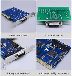 CNC Control Board Nc Studio 3 Axis Pci Motion Control Card For CNC Machine CNC Interface Adapter Breakout Board - a blue circuit board, a DB15 port, and various integrated electronic components.