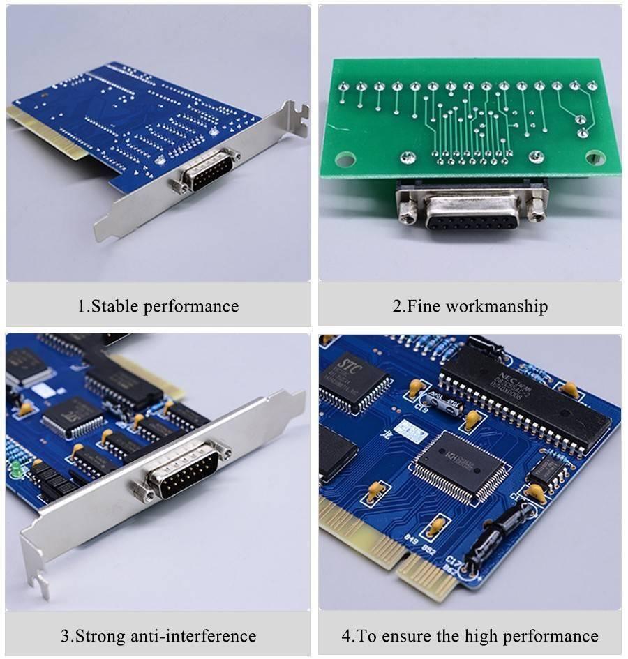 CNC Control Board Nc Studio 3 Axis Pci Motion Control Card For CNC Machine CNC Interface Adapter Breakout Board - a blue circuit board, a DB15 port, and various integrated electronic components.