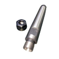 Collet Chuck Tool Holder Handle - a silver metal tapered shank with a threaded end next to a black ER11-A clamping nut.