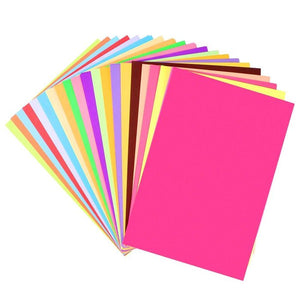 Colour Paper Sheets, Multi Colors - shown fanned out in a stack featuring a variety of bright and pastel paper colors.