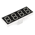 Common Anode 4 Digit 7 Segment Red LED Display - shown as a rectangular module with four numeric segments and a row of connection pins at the bottom.