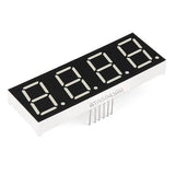 Common Anode 4 Digit 7 Segment Red LED Display - shown as a rectangular module with four numeric segments and a row of connection pins at the bottom.