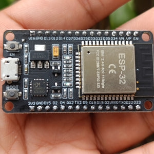 Compatible Wroom ESP32 WiFi Based Microcontroller Development Board Nodemcu CH9102X - a black rectangular circuit board with a micro-USB port and two buttons.
