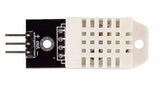 Copy DHT22 Digital Temperature And Humidity Sensor Module - a white plastic sensor housing mounted on a black PCB with three output pins.