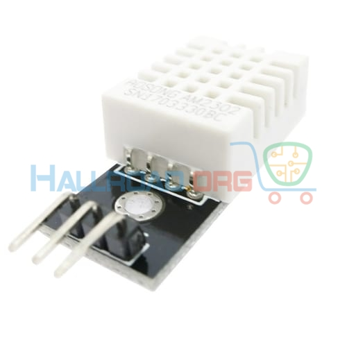 Copy DHT22 Digital Temperature And Humidity Sensor Module - a white sensor block with a grid pattern mounted on a small black circuit board.
