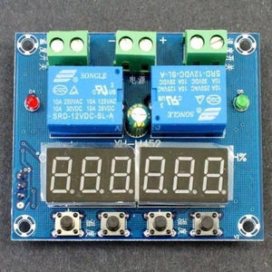 Copy / Fake Incubator Temperature Humidity Controller DC 12V Xh M452 - a blue circuit board featuring two blue relays, two digital displays, and four buttons.