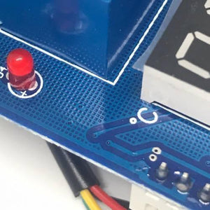 Copy / Fake Incubator Temperature Humidity Controller DC 12V Xh M452 - a blue relay, a red LED indicator, and a segment display.