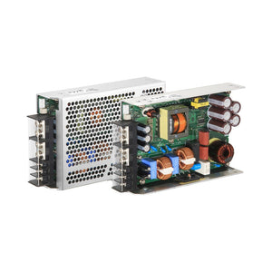 Costel AEA600F-24 24V 25A 600W (peak 1260W) Industrial AC-DC Power Supply - shown as two units, one with a perforated metal cover and one exposed, both featuring side-mounted screw terminal blocks.