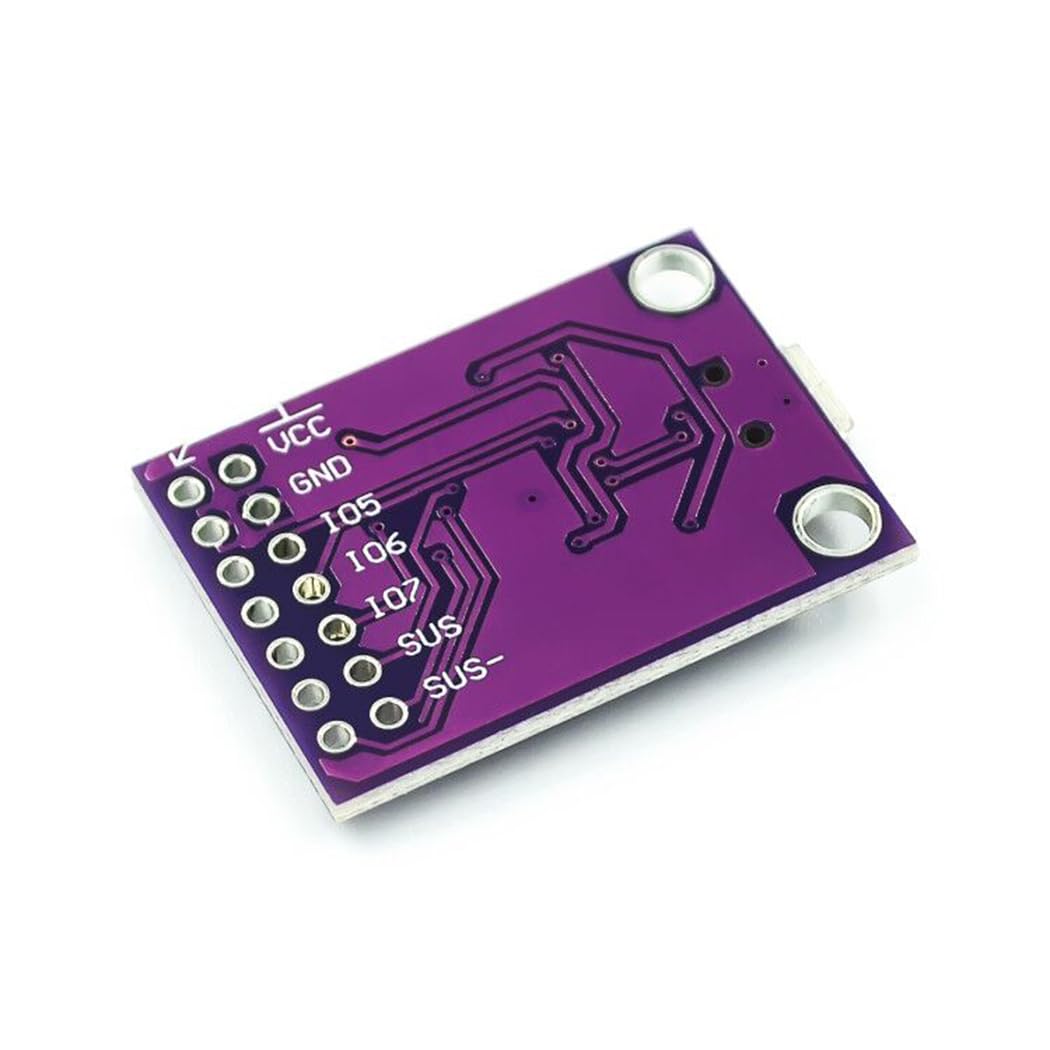 CP2112 Debug Board USB To Smbus I2c Communication Module Micro USB2.0 CP2112 Evaluation Debugging Board For USB Dongle Data Recording - a purple rectangular circuit board with a micro USB port and a row of labeled pin headers including VCC, GND, IO5, IO6, IO7, SUS, SUS-.