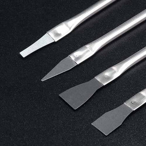 CPU Crowbar Set Stainless Steel Crowbars Mobile Phone Laptops LCD Mainboard Repair Tools For Iphone Ipad Electronics Fix Tool - four stainless steel repair tools with various flat and pointed blade tips arranged diagonally on a black textured surface.