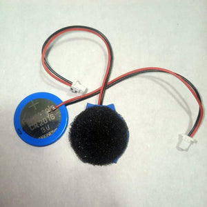 CR2016 Coin Cell With Wire And Jack For Laptop And General - a blue CR2016 3V battery connected to two wires with small white connectors.