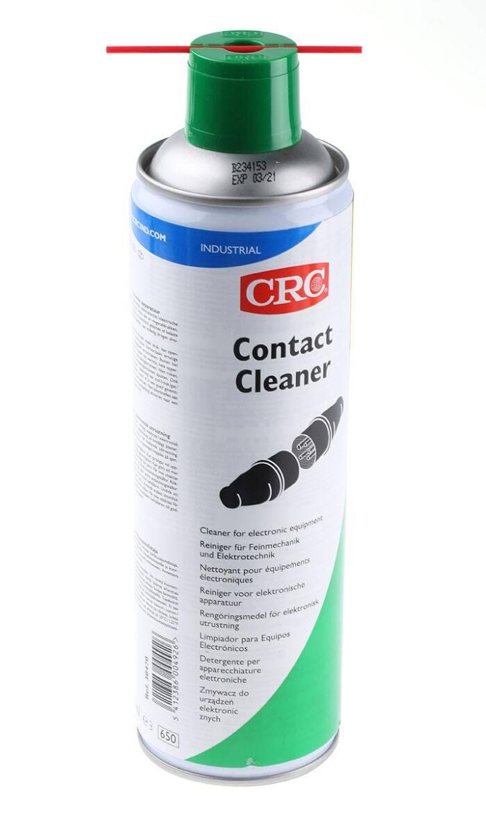 Crc Co Contact Cleaner -made In Eu- 250ML - with a green nozzle and red extension straw, shown upright against a white background.