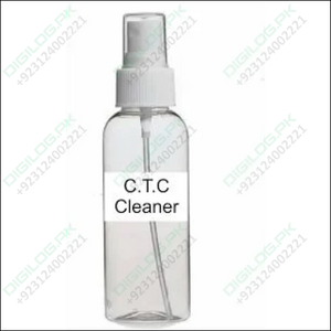 Clear spray bottle of Lahore Only C.t.c Carbon Tetra Cleaner, nonflammable liquid