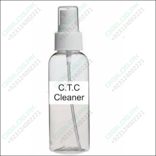 Clear spray bottle of Lahore Only C.t.c Carbon Tetra Cleaner, nonflammable liquid