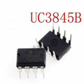 Current Mode PWM Controller UC3845B - shown as two black, rectangular 8-pin integrated circuit chips with white printed text on a white background.