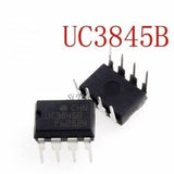 Current Mode PWM Controller UC3845B - shown as two black, rectangular 8-pin integrated circuit chips with white printed text on a white background.