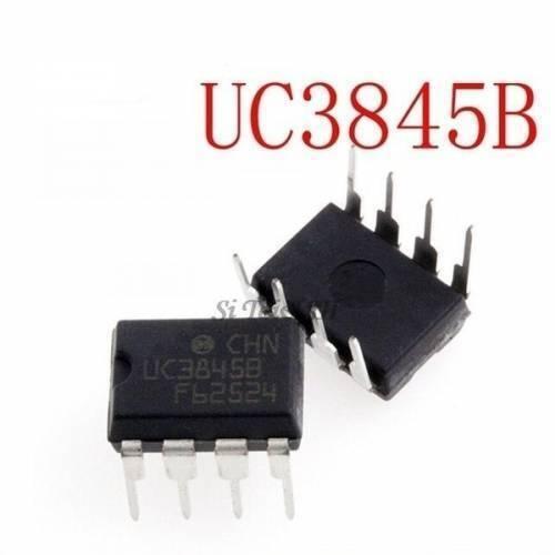 Current Mode PWM Controller UC3845B - two black 8-pin DIP integrated circuit chips with white printed text on a white background.