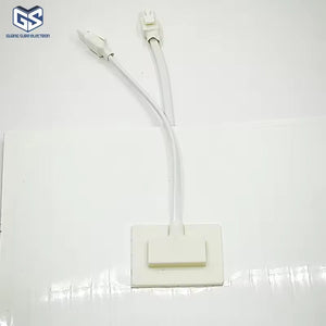 Customizable 300*400mm Bathroom Mirror Heating Pad Pet Electronic Defogger Film For Smart Mirror 220V Factory Direct - a white rectangular heating film with two white power cables extending from a central plastic connector block.