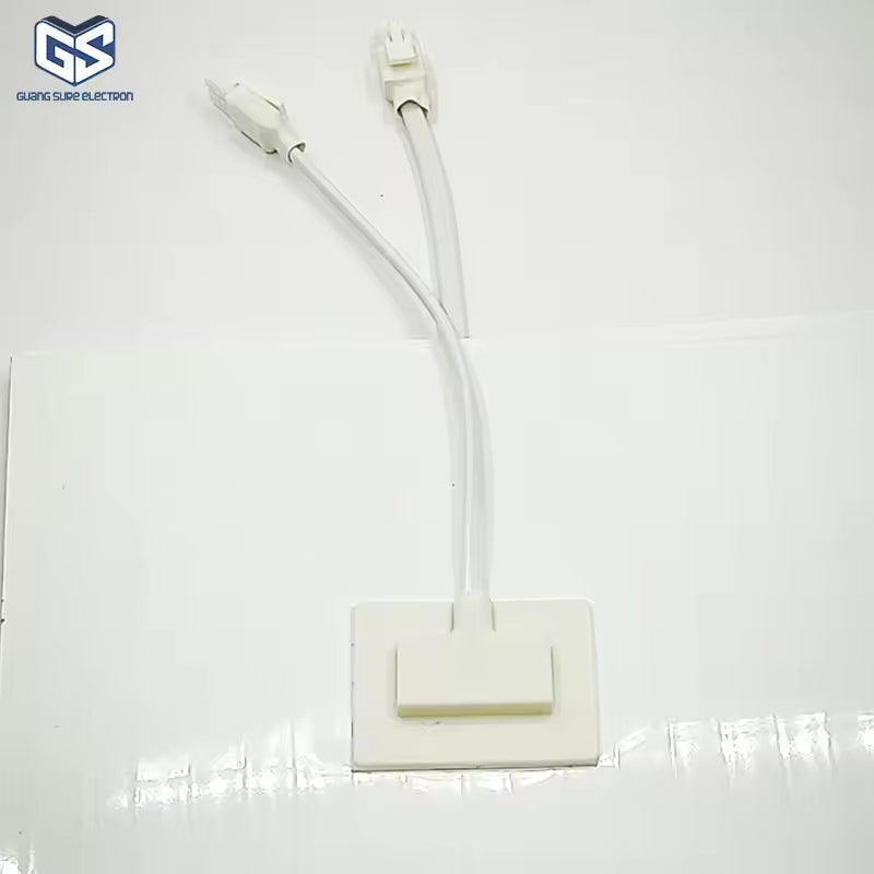 Customizable 300*400mm Bathroom Mirror Heating Pad Pet Electronic Defogger Film For Smart Mirror 220V Factory Direct - a white rectangular heating film with two white power cables extending from a central plastic connector block.