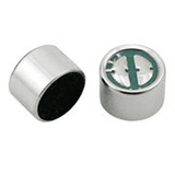 CZN-15E Omnidirectional Electret Condenser Microphone -62+/-2db - two small, cylindrical silver-coloured microphone capsules from different angles.