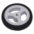 D-hole Rubber Wheel Suitable For N20 Motor D Shaft Tire Car Robot DIY - a small wheel featuring a black textured rubber tire surrounding a white plastic hub with a three-spoke D-shaped center.