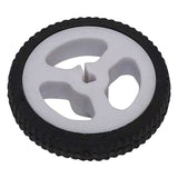 D-hole Rubber Wheel Suitable For N20 Motor D Shaft Tire Car Robot DIY - a small wheel featuring a black textured rubber tire surrounding a white plastic hub with a three-spoke D-shaped center.