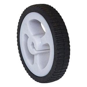 D-hole Rubber Wheel Suitable For N20 Motor D Shaft Tire Car Robot DIY - a white plastic wheel with a black rubber tire and a D-shaped center hole for motor shaft attachment.