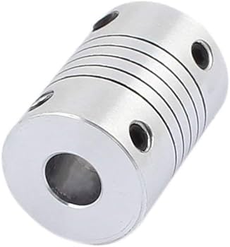 D19-25-6.35-6.35 Stepper Motors & Parts Fixed Coupling Series - a cylindrical silver metal coupling with a central bore and four black set screws.