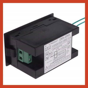 D69-2049 Power Energy Meter Voltmeter Ammeter - a black rectangular digital meter with a green terminal block and a wiring diagram sticker on the side.