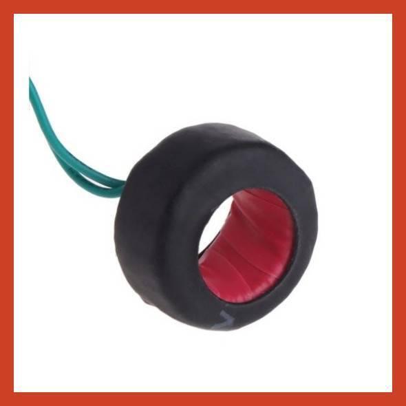 D69-2049 Power Energy Meter Voltmeter Ammeter - a black and red toroidal coil with two green lead wires.