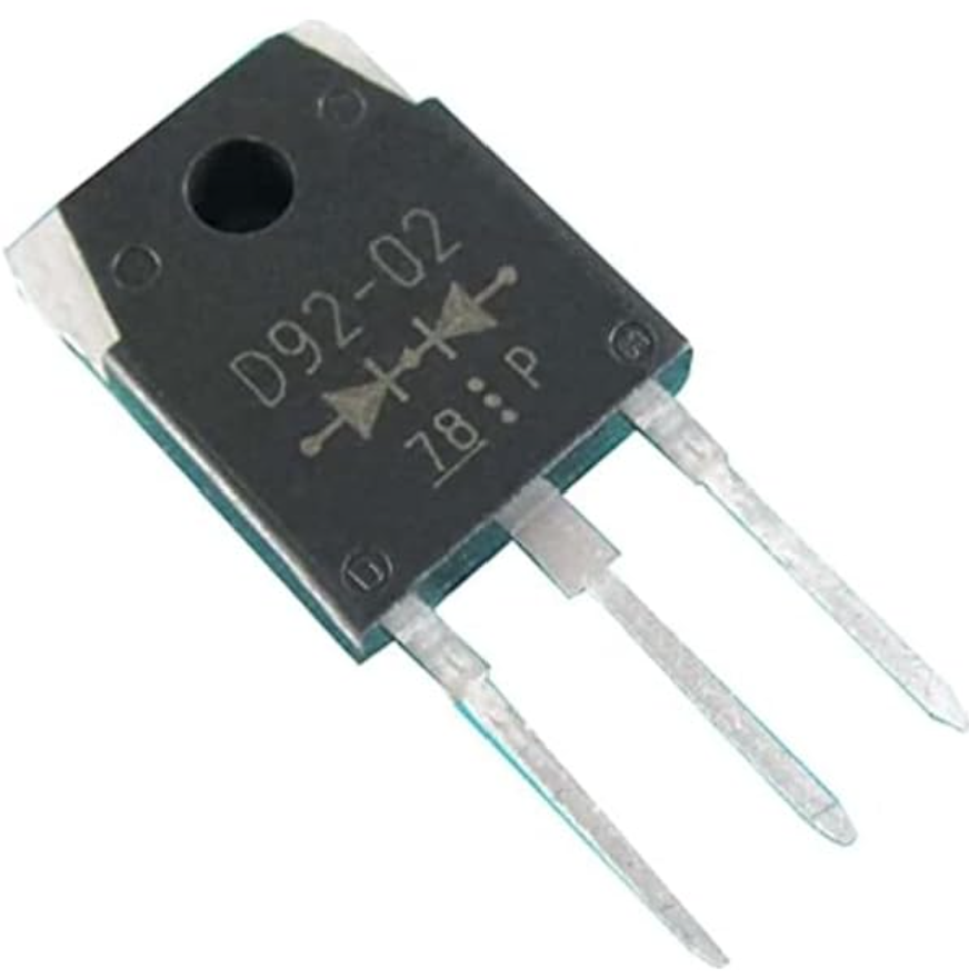 D92 Diode TO-92 Rectifier - a black electronic component in a TO-247 package with three metal pins and a diode schematic symbol printed on the top surface.