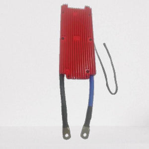 Daly BMS 8s 24V 100A LiFePO4 Battery Protection Module PCB Protection Board With Balance - a red rectangular ribbed heatsink unit with two thick cables and a grey wire connector.
