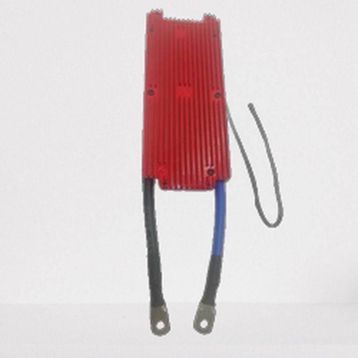 Daly BMS 8s 24V 100A LiFePO4 Battery Protection Module PCB Protection Board With Balance - a red rectangular ribbed heatsink unit with two thick cables and a grey wire connector.