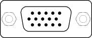 DB15 Female Right Angle Connector 0.318 dB 15SR PCB Mounting 15 Pin 3 Rows Connector - a technical line drawing showing the front view of a 15-pin female D-sub connector with mounting holes on each side.