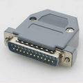 DB25 Connector 25 Pin Male Connector - a grey plastic housing attached to a metal 25-pin male connector head with two mounting screws.