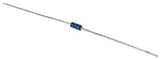 DB3 Diac - a small blue cylindrical electronic component with two long metal wire leads extending from opposite ends.