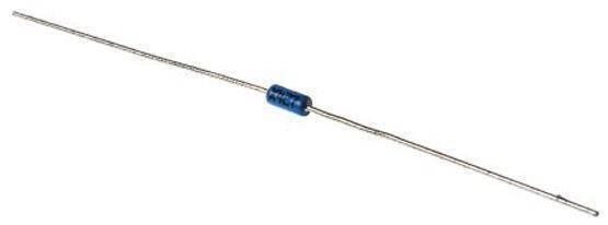 DB3 Diac - a small blue cylindrical electronic component with two long metal wire leads extending from opposite ends.