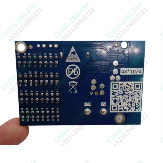 Blue circuit board with connection points for Hd-w3 Wi-Fi LED Scrolling Display Controller