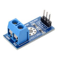 DC 0 To 25V Voltage Sensor Module - a blue circuit board with a two-terminal screw connector, a circular component, and three output pins.