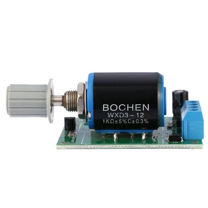 DC 12V 24V 4-20mA Signal Generator Module Digital LED Display For Signal Sources Valve Adjustment Analog Transmitter - a blue cylindrical potentiometer labeled BOCHEN WXD3-12 1KΩ mounted on a green circuit board.