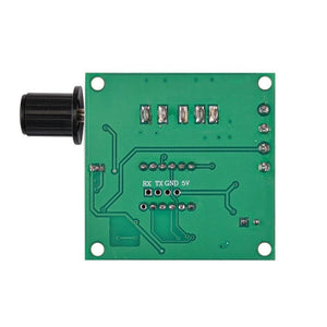 DC 12V 24V 4-20mA Signal Generator Module Digital LED Display For Signal Sources Valve Adjustment Analog Transmitter - the green circuit board underside with a black adjustment knob, four pin headers labeled RX, TX, GND, 5V.