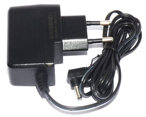 DC 12V 500mA Power Adaptor - a black wall-plug power supply with a two-pin European-style plug and a coiled cable ending in a barrel connector.
