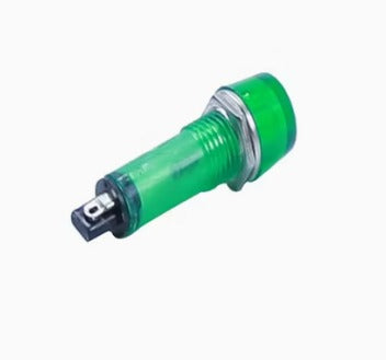 DC 12V Recessed Green Pilot Light Signal Indicator Lamp - shown as a cylindrical green plastic component with a metal nut and two electrical terminals.