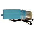 DC 3V-6V Geared Blue Tt Motor For Robot - plastic gear motor with a silver metal motor attached and two black wires with a white connector.