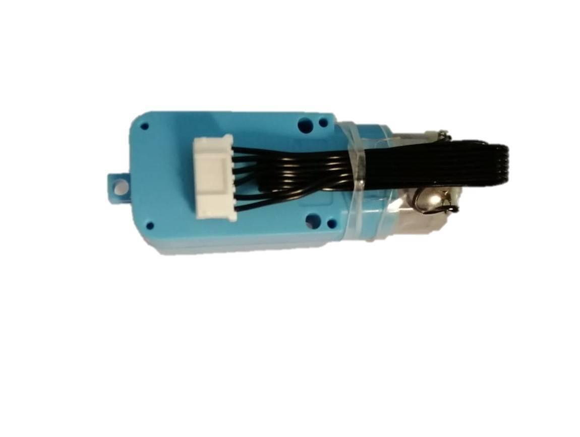 DC 3V-6V Geared Blue Tt Motor For Robot - a blue rectangular gear motor with a white six-pin connector and a bundle of black wires.