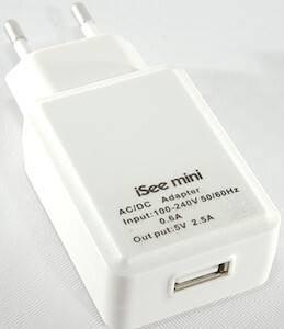 DC 5V 2A Or 2.5A Or 3A 100-240VAC - a white wall power adapter with a two-pin plug and a single USB output port.