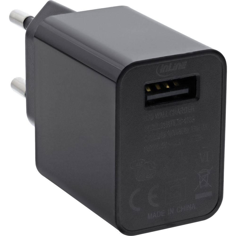 DC 5V 2A Or 2.5A Or 3A 100-240VAC - a black, rectangular power adapter with a two-pin European plug and a single USB-A output port.