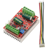 DC 6-60V 400W BLDC Three Phase DC Brushless Motor Controller PWM Hall Motor Control Driver Board 12V 24V 48V - a red circuit board with two green screw terminals, a blue potentiometer, a silver heatsink, and a five-wire cable.
