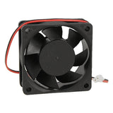 DC Brushless Fan 24V 0.15A 60mm X 60mm X 25mm - a black square cooling fan with seven blades, a red and black power wire, and a two-pin connector.